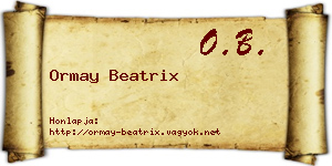 Ormay Beatrix névjegykártya